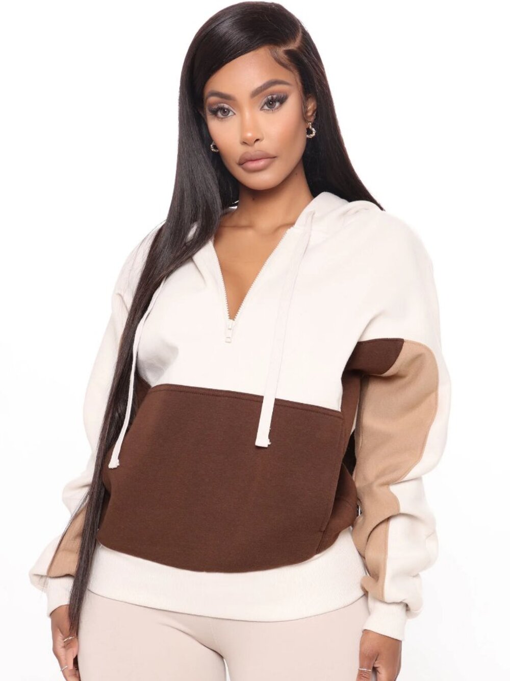 Color Block The Negativity Hoodie - Mocha/combo 1X